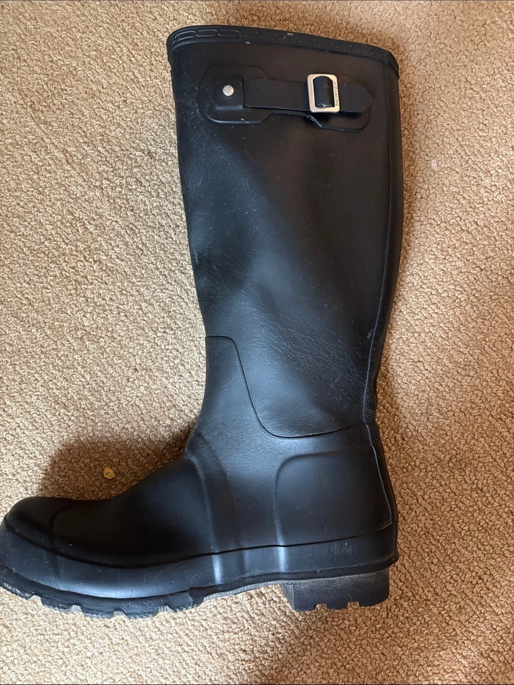 Hunter Matte Men’s Black Tall Rubber Boots with Side Buckle